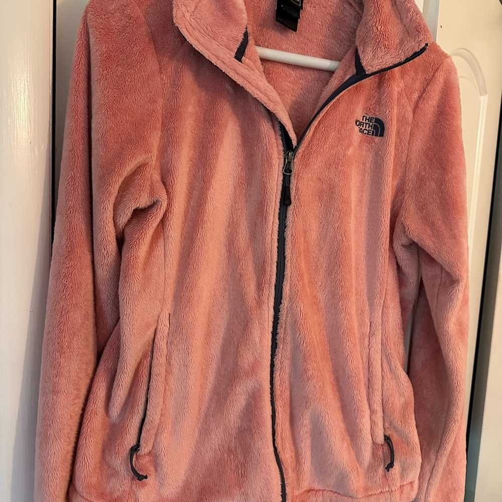 The North Face Pink Teddy Jacket Plush Fleece Stand-Up Collar
